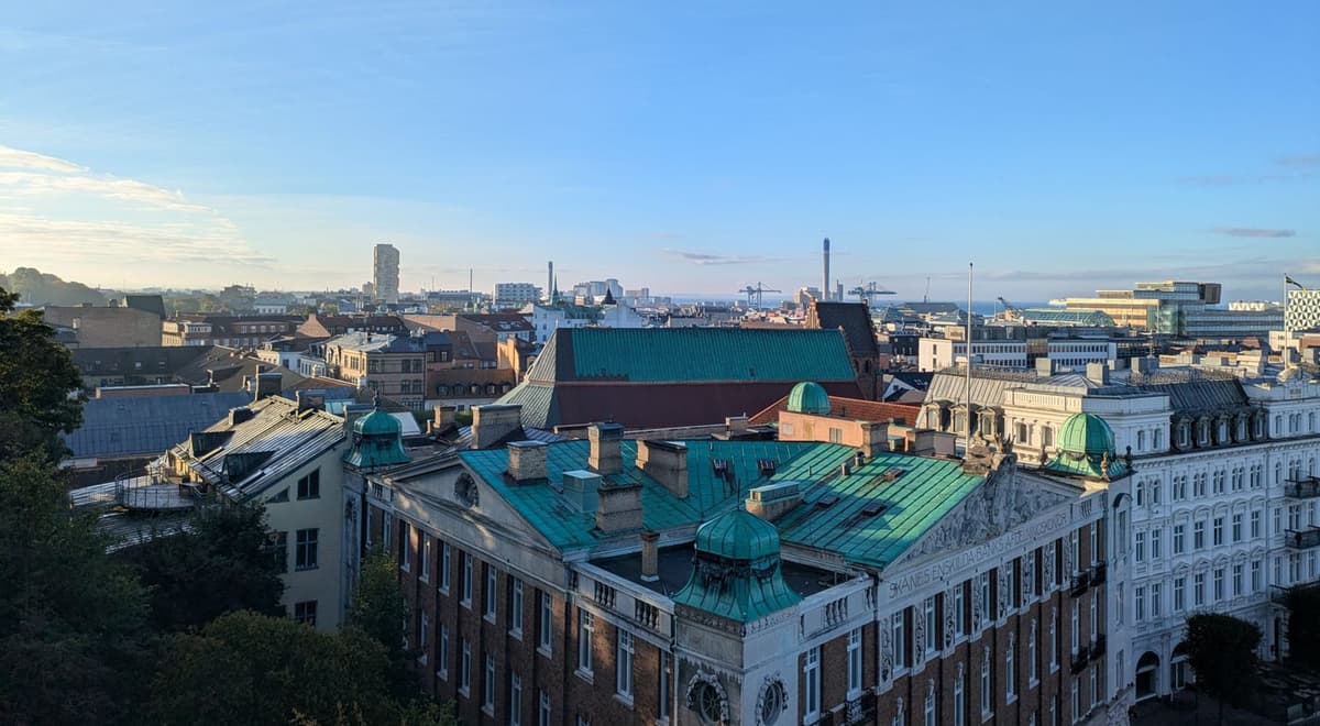 City rooftops in early morning light